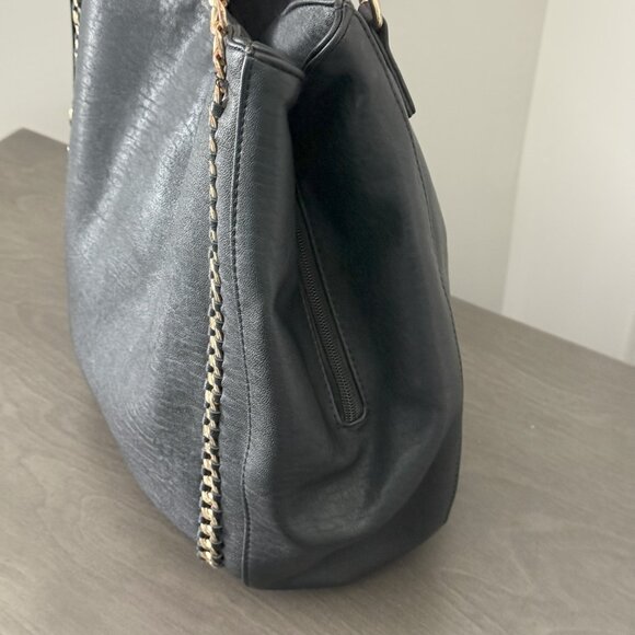 Miztique Black Purse With Gold Tone Chain Accents - Picture 2 of 14